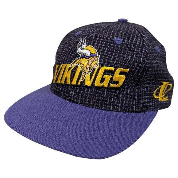 Vintage 90s Retro Minnesota Vikings Logo Athletic NFL Grid Strapback‎ Hat - RARE - Picture 1 of 11